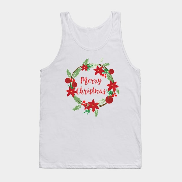 Lovely Merry Christmas Wreath Tank Top by thewishdesigns